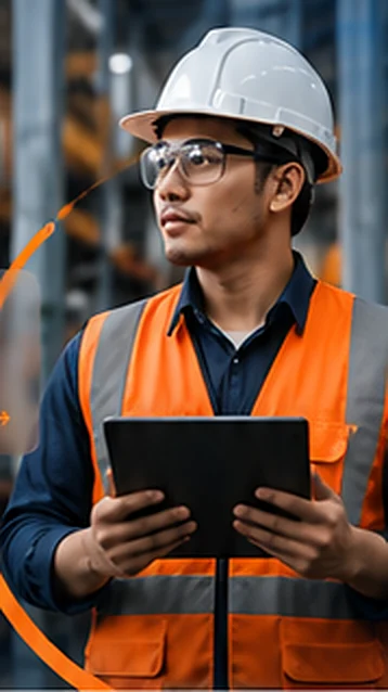 Operations professional in safety helmet representing workforce management